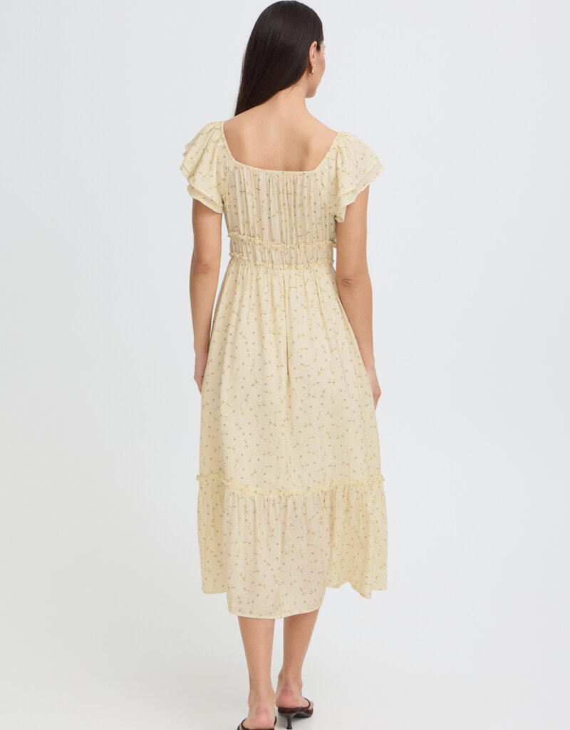 B.Young Heloise Convertible Shoulder Dress in Yellow Floral