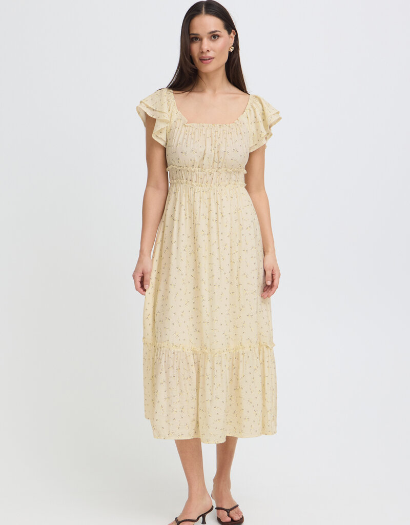B.Young Heloise Convertible Shoulder Dress in Yellow Floral