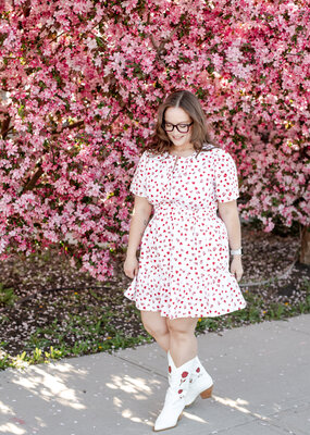 Velvet Heart Stila Cotton Poplin Strawberry Print Dress