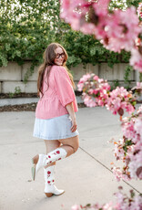 Velvet Heart Ferlita 100% Cotton Puff Sleeve Peplum Top in Cherry Gingham