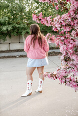 Velvet Heart Ferlita 100% Cotton Puff Sleeve Peplum Top in Cherry Gingham