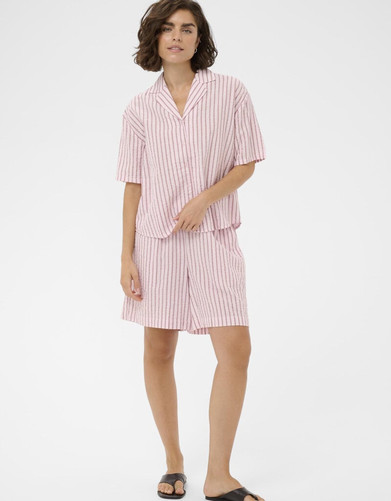 Kaffe Lara 100% Cotton Button Up Shirt in Ballerina Chalk Stripe