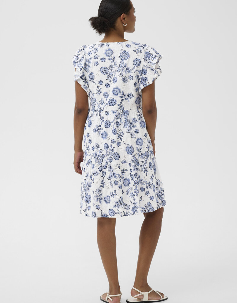 Kaffe Luisa 100% Cotton Eyelet Dress in Chalk/Midnight Floral
