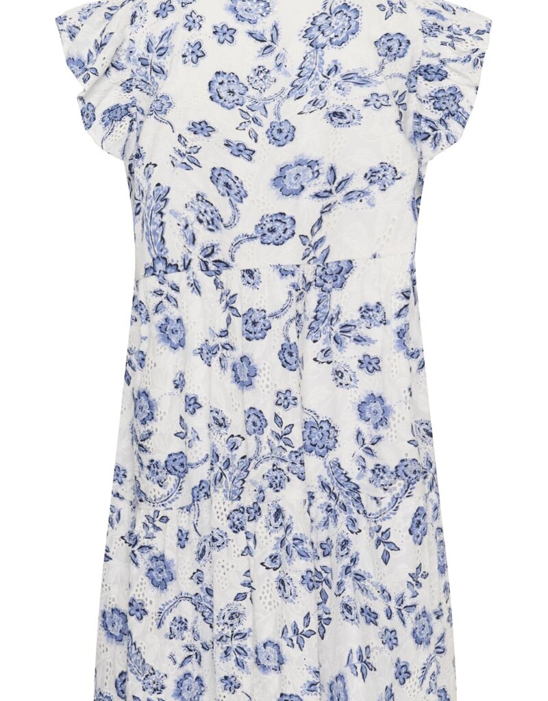 Kaffe Luisa 100% Cotton Eyelet Dress in Chalk/Midnight Floral