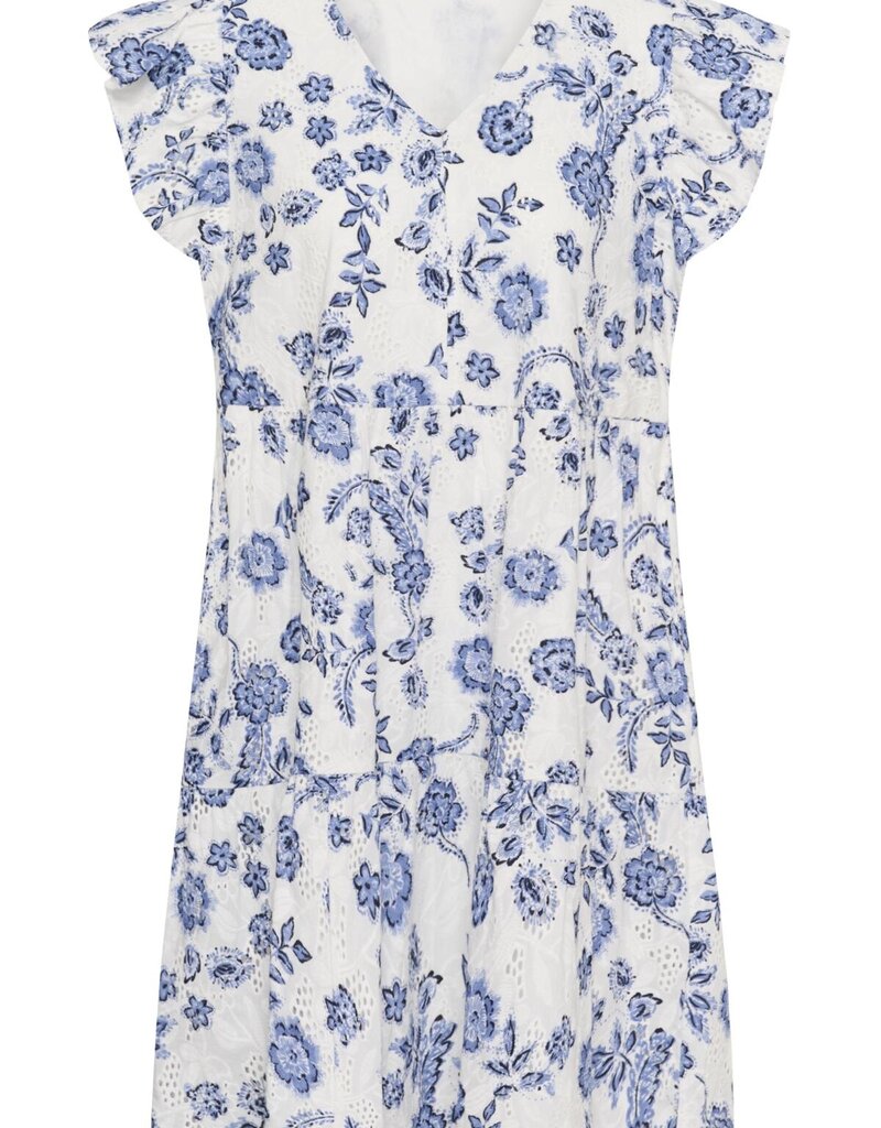 Kaffe Luisa 100% Cotton Eyelet Dress in Chalk/Midnight Floral