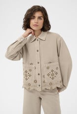 Kaffe Mimi Embroidered Cotton Jacket in Feather Greige