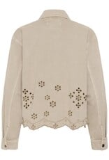 Kaffe Mimi Embroidered Cotton Jacket in Feather Greige
