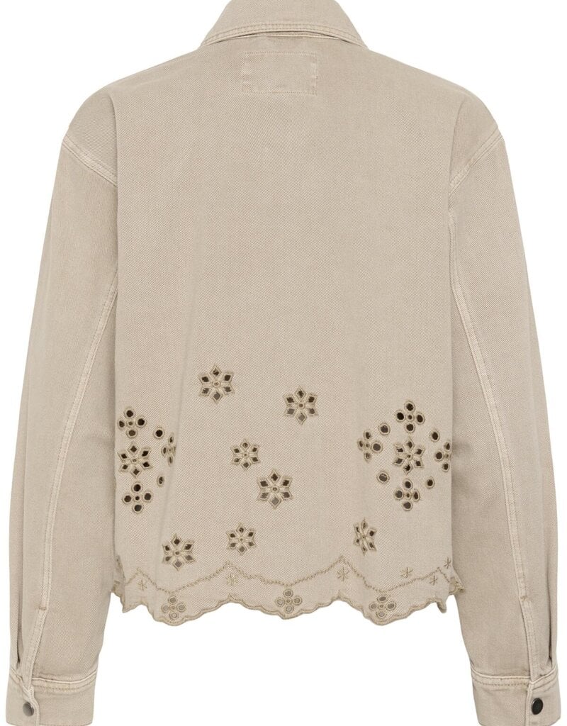 Kaffe Mimi Embroidered Cotton Jacket in Feather Greige