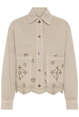 Kaffe Mimi Embroidered Cotton Jacket in Feather Greige
