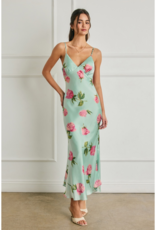 Dress Forum Rosalie Satin Maxi Dress in Rosemint Print