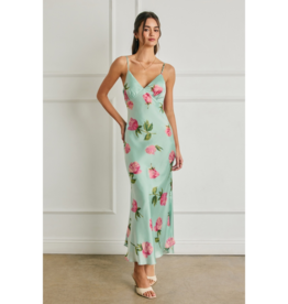 Dress Forum Rosalie Satin Maxi Dress in Rosemint Print