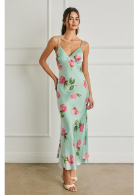 Dress Forum Rosalie Satin Maxi Dress in Rosemint Print