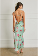 Dress Forum Rosalie Satin Maxi Dress in Rosemint Print