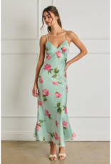 Dress Forum Rosalie Satin Maxi Dress in Rosemint Print
