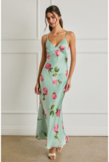 Dress Forum Rosalie Satin Maxi Dress in Rosemint Print