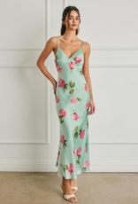 Dress Forum Rosalie Satin Maxi Dress in Rosemint Print