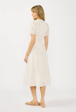 LoveStitch Sundazed 100% Cotton Midi Dress in Sand/Off White Stripe