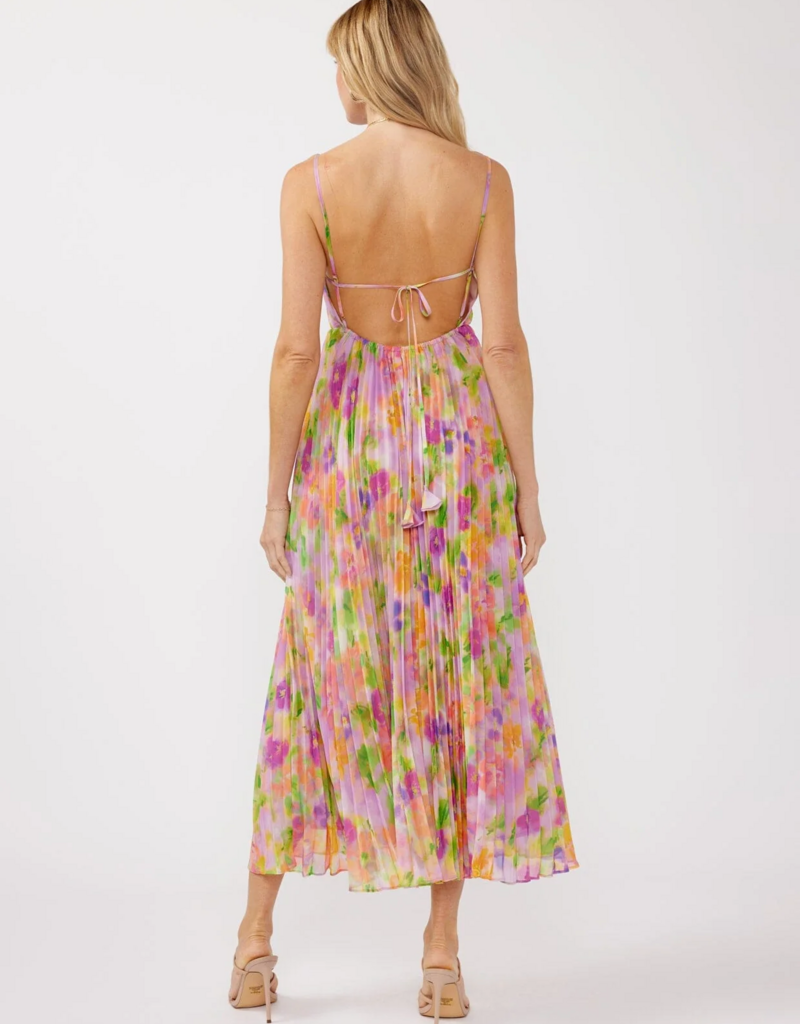 LoveStitch Mystic Bloom Pleated Maxi Dress