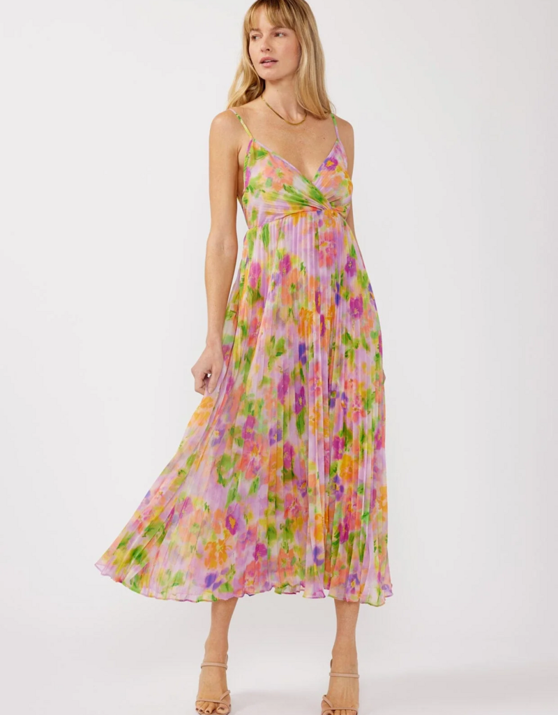 LoveStitch Mystic Bloom Pleated Maxi Dress