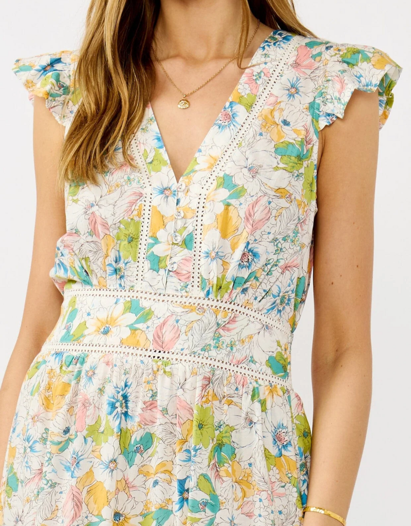 LoveStitch Morning Meadow 100% Cotton Maxi Dress in Mixed Floral