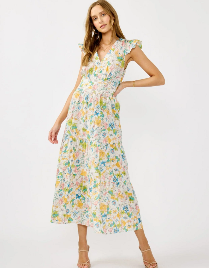 LoveStitch Morning Meadow 100% Cotton Maxi Dress in Mixed Floral