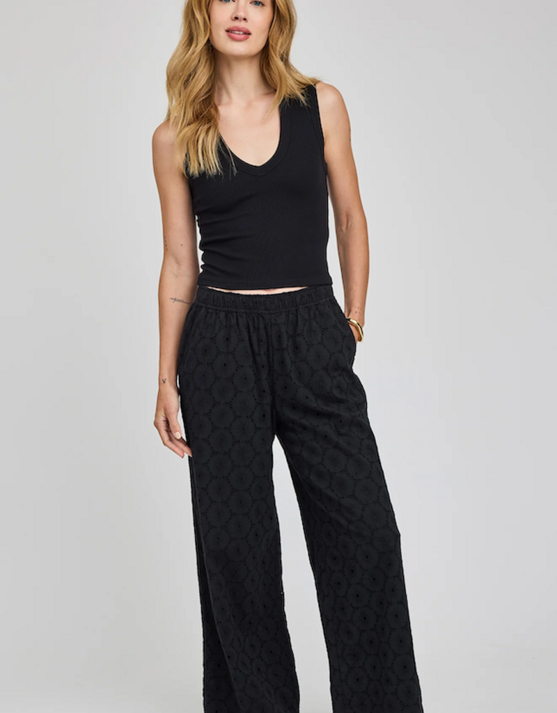Gentle Fawn Martina 100% Cotton Eyelet Pant in Black