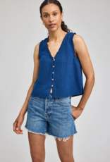 Gentle Fawn Breanna 100% Cotton Gauze Button Tank Top in Marine Blue