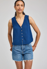 Gentle Fawn Breanna 100% Cotton Gauze Button Tank Top in Marine Blue