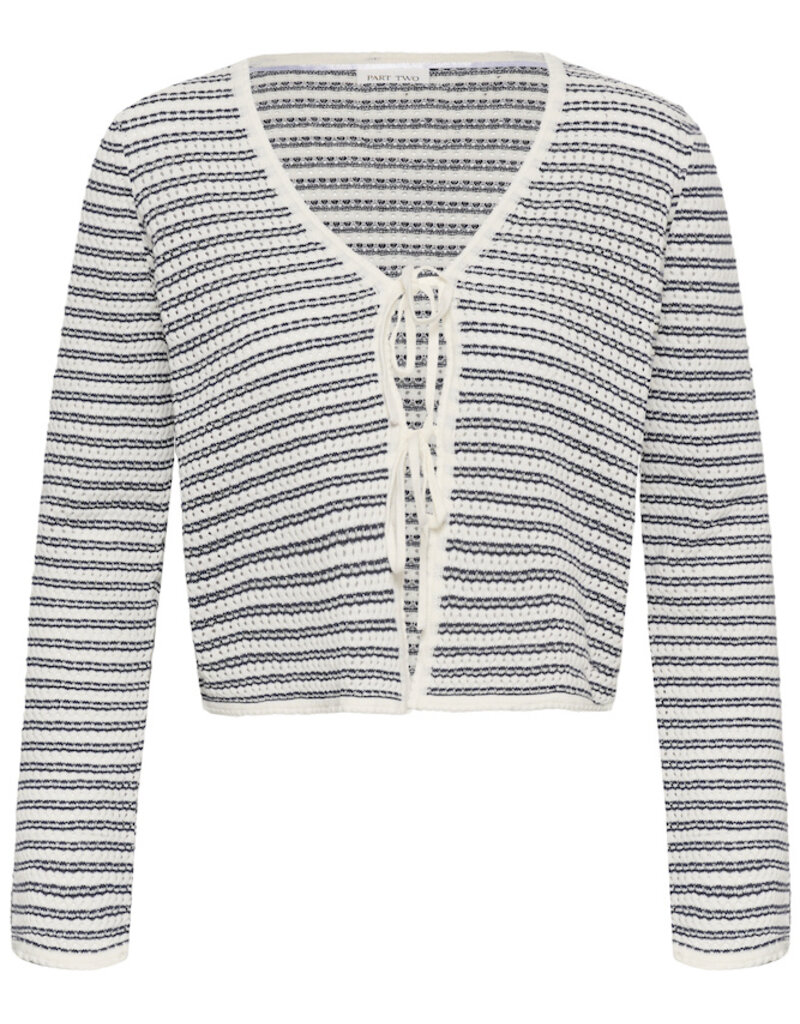 Part Two Rosefina 100% Organic Cotton Tie Cardigan in After Midnight Stripe