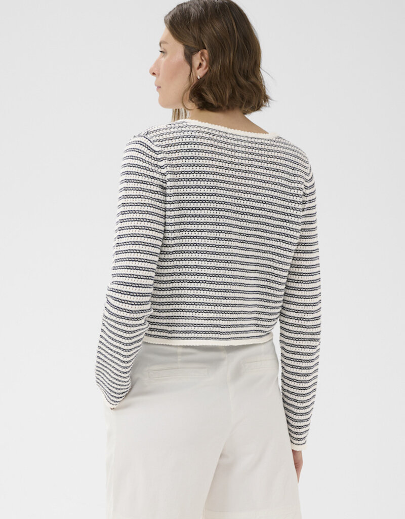 Part Two Rosefina 100% Organic Cotton Tie Cardigan in After Midnight Stripe