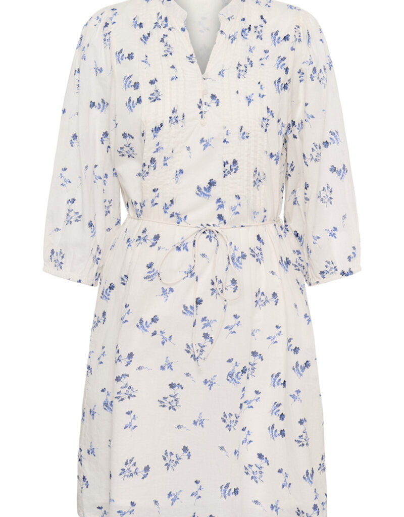 Part Two Brynja 100% Organic Cotton 3/4 Sleeve Dress in Blue Bouquet Print