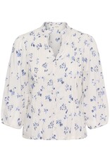 Part Two Brith 100% Organic Cotton Pintuck Detail Blouse in Blue Bouquet Print