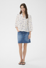 Part Two Brith 100% Organic Cotton Pintuck Detail Blouse in Blue Bouquet Print