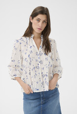 Part Two Brith 100% Organic Cotton Pintuck Detail Blouse in Blue Bouquet Print