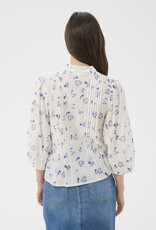Part Two Brith 100% Organic Cotton Pintuck Detail Blouse in Blue Bouquet Print