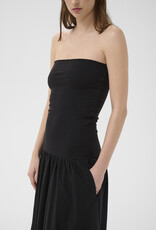 Part Two Balina Strapless Cotton Blend Drop Waist Dress in Black