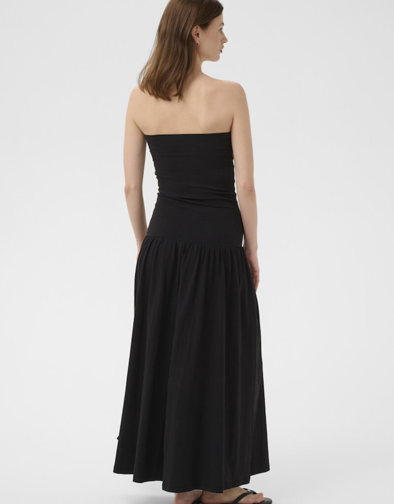 Part Two Balina Strapless Cotton Blend Drop Waist Dress in Black