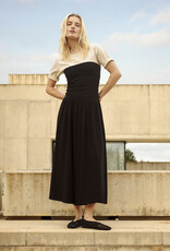 Part Two Balina Strapless Cotton Blend Drop Waist Dress in Black
