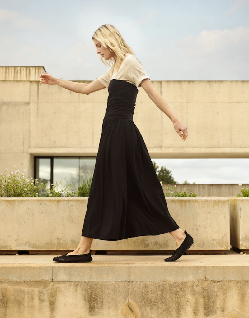 Part Two Balina Strapless Cotton Blend Drop Waist Dress in Black