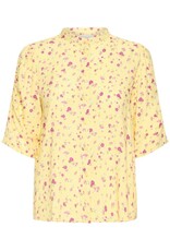 ICHI Vera Printed 1/2 Sleeve Shirt in Mellow Yellow Floral