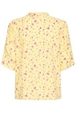 ICHI Vera Printed 1/2 Sleeve Shirt in Mellow Yellow Floral