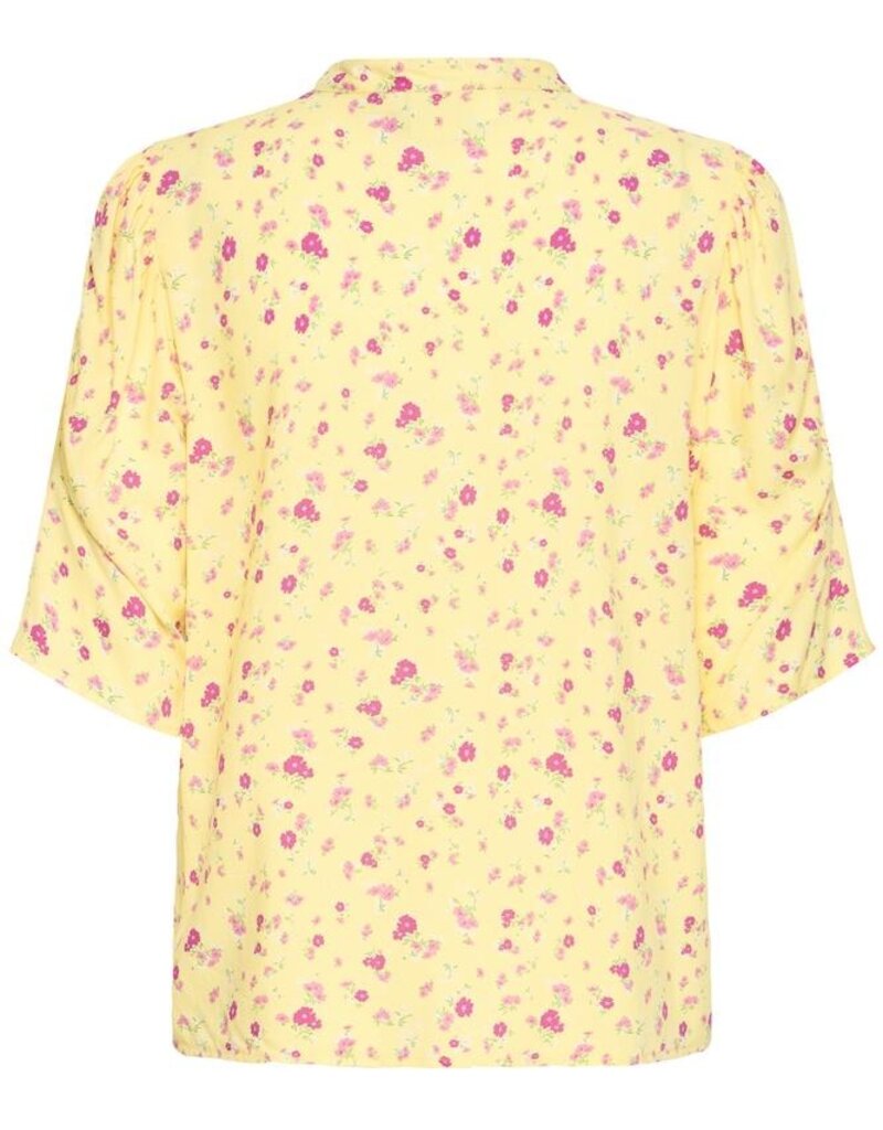 ICHI Vera Printed 1/2 Sleeve Shirt in Mellow Yellow Floral