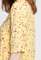 ICHI Vera Printed 1/2 Sleeve Shirt in Mellow Yellow Floral