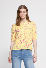 ICHI Vera Printed 1/2 Sleeve Shirt in Mellow Yellow Floral