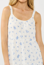 LoveStitch Marcey 100% Cotton Scoop Neck Tiered Maxi Dress in White/Blue Floral