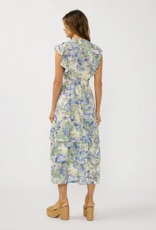 LoveStitch Marla Ruffle V-Neck Smocked Waist Tiered Midi Dress