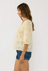 LoveStitch Nina 100% Cotton Eyelet Top in Yellow (FINAL SALE)