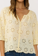 LoveStitch Nina 100% Cotton Eyelet Top in Yellow (FINAL SALE)
