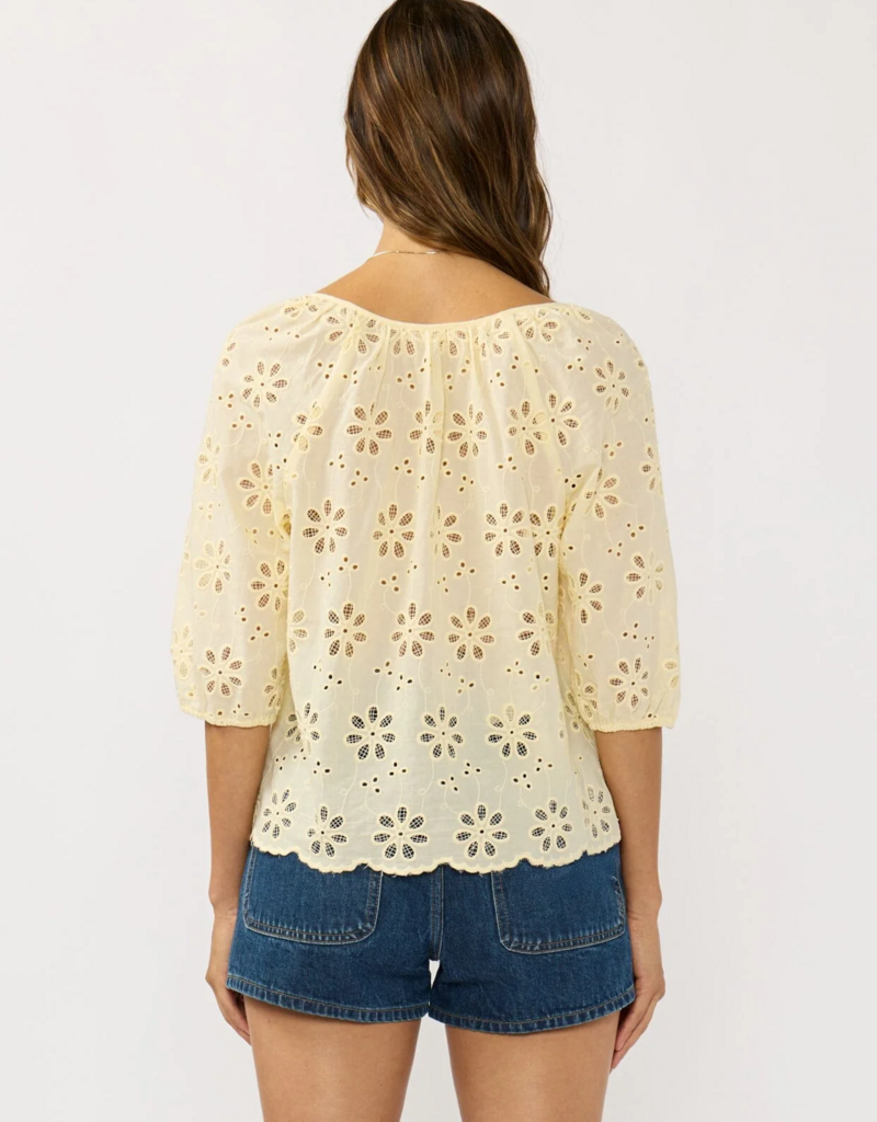 LoveStitch Nina 100% Cotton Eyelet Top in Yellow (FINAL SALE)