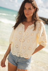 LoveStitch Nina 100% Cotton Eyelet Top in Yellow (FINAL SALE)